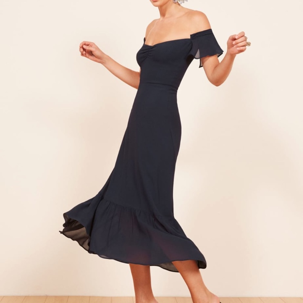 Reformation Butterfly Dress Navy Size 0